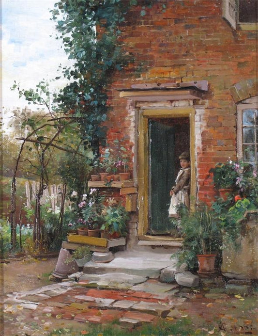 A Garden Door, vintage artwork by Alfred Augustus Glendening Sr., 12x8" (A4) Poster