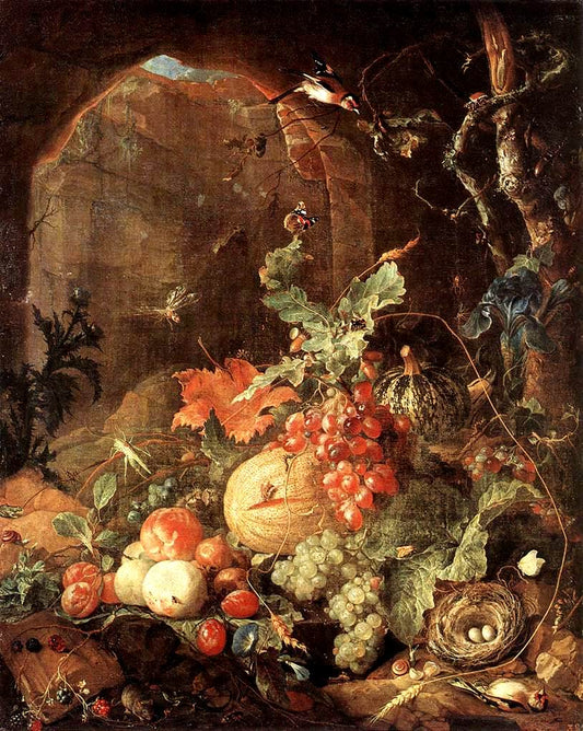 Still-Life with Bird-nest, vintage artwork by Jan Davidsz. de Heem, 12x8" (A4) Poster