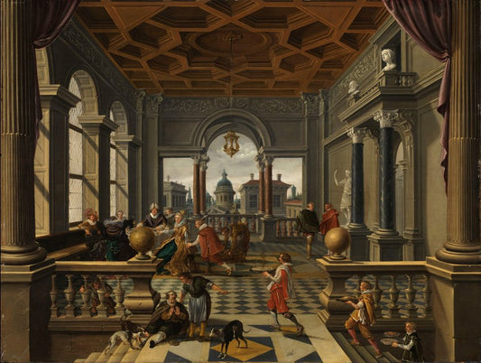 The parable of the rich man and Lazarus, vintage artwork by Bartholomeus van Bassen, 12x8" (A4) Poster