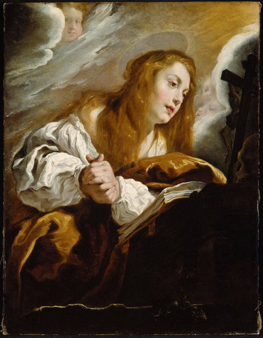 Saint Mary Magdalen Penitent, vintage artwork by Domenico Fetti, 12x8" (A4) Poster