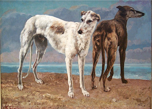 The Greyhounds of the Comte de Choiseul, vintage artwork by Gustave Courbet, A3 (16x12") Poster Print