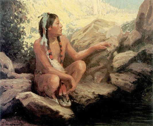 The Rockbound Pool, vintage artwork by Eanger Irving Couse, 12x8" (A4) Poster