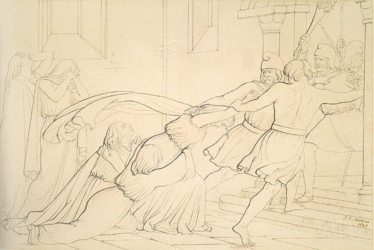Elgiva seized by  order of Odo, Archbishop of Canterbury, vintage artwork by Sir John Everett Millais, 12x8" (A4) Poster