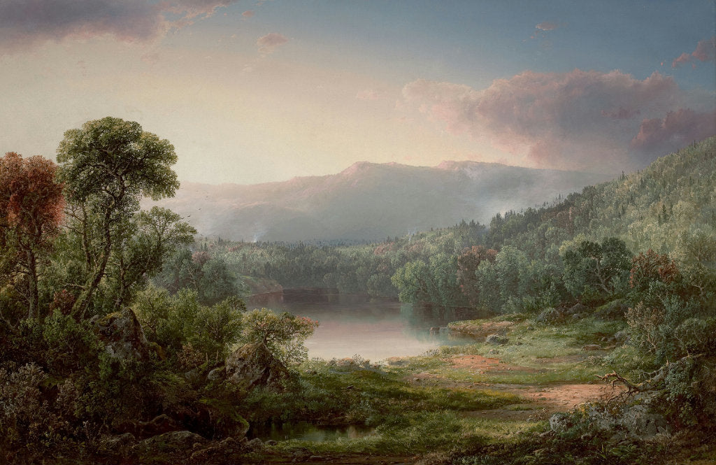 Morning Mist, Adirondack Pond, vintage artwork by William Louis Sonntag, Sr, 12x8" (A4) Poster