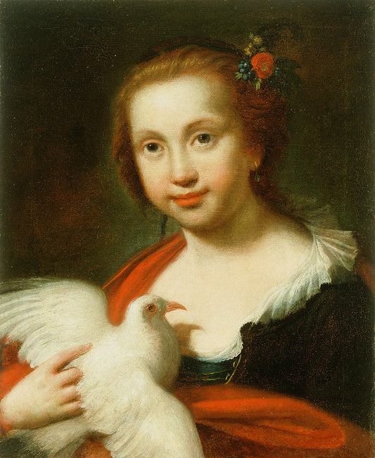 Girl with a White Dove, vintage artwork by Giuseppe Nogari, 12x8" (A4) Poster