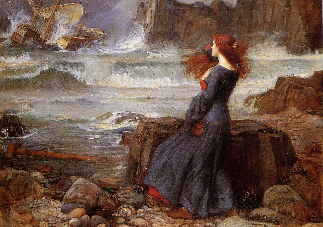 Miranda - the Tempest, vintage artwork by John William Waterhouse, 12x8" (A4) Poster