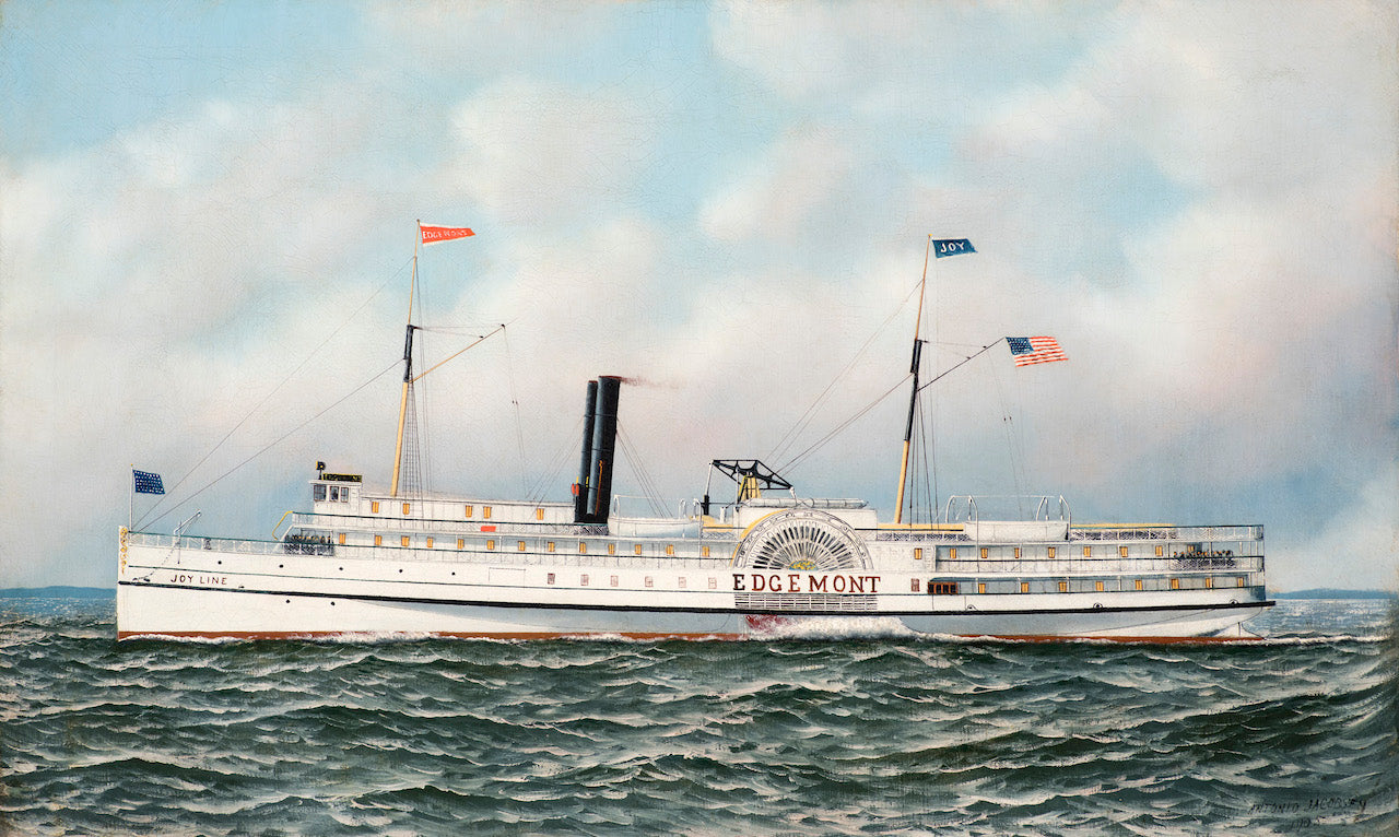 Portrait of the Paddlewheel Steamer , vintage artwork by Antonio Jacobsen, 12x8" (A4) Poster