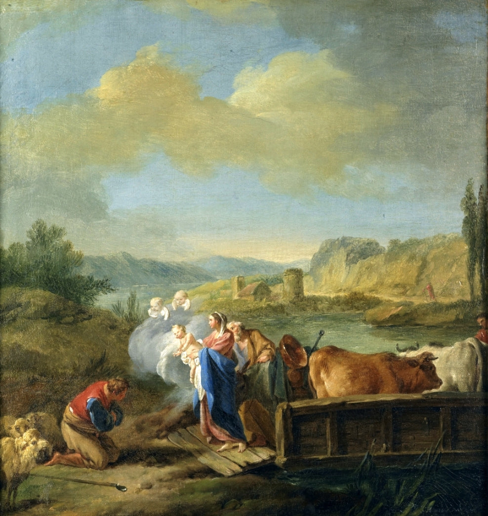 La Flight into Egypt, vintage artwork by Jean-Baptiste Marie Pierre, 12x8" (A4) Poster