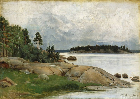 Landscape - Wiasholmen in the Pelling Islands, vintage artwork by Aukusti Uotila, 12x8" (A4) Poster