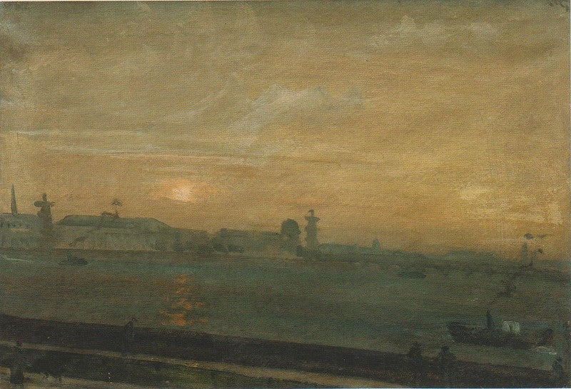 Sunset on the Neva, vintage artwork by Vladimir Grinberg, 12x8" (A4) Poster