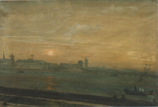 Sunset on the Neva, vintage artwork by Vladimir Grinberg, 12x8" (A4) Poster