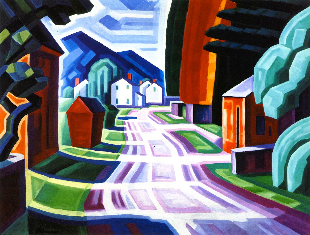 Form and Light, Motif in West New Jersey (Beattiestown), vintage artwork by Oscar Bluemner, 12x8" (A4) Poster