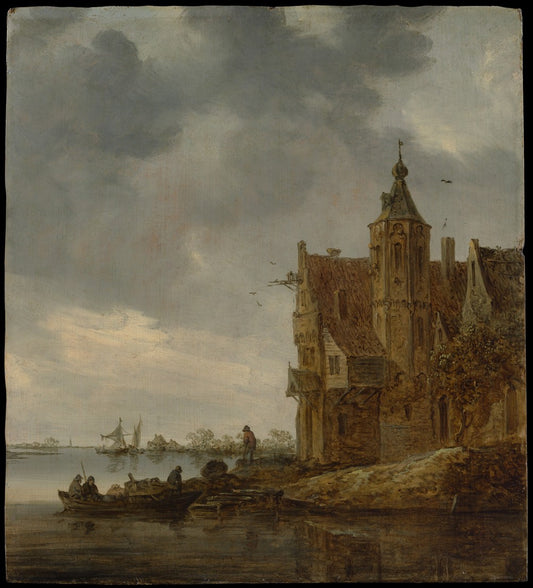 Country House near the Water, vintage artwork by Jan van Goyen, 12x8" (A4) Poster