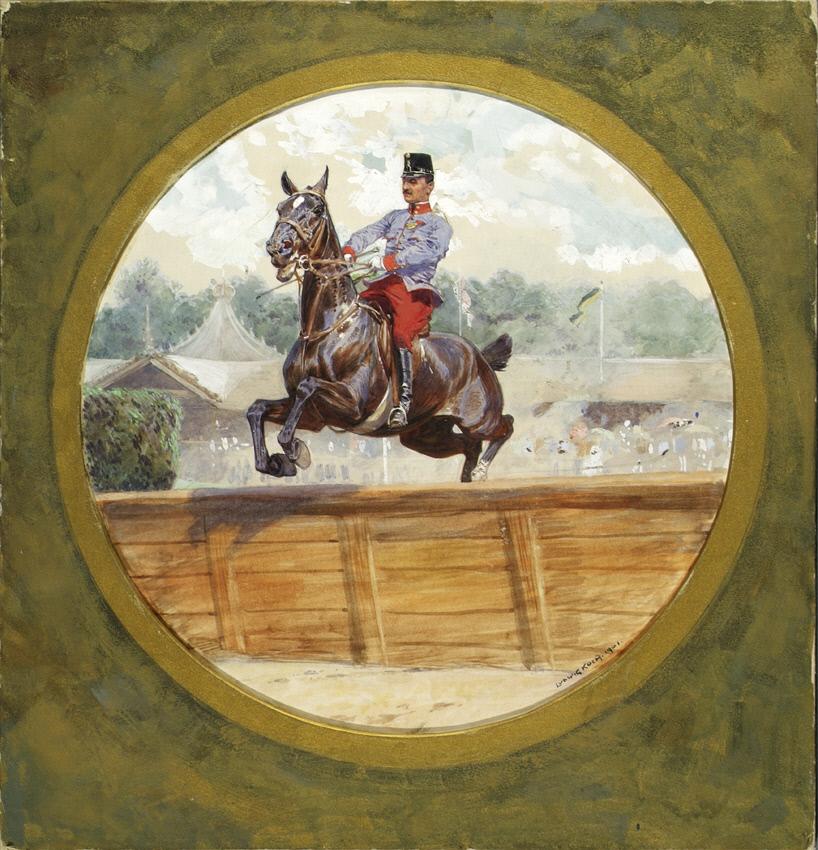 cer's hurdles race in the Freudenau in Vienna by Ludwig Koch,A3(16x12")Poster