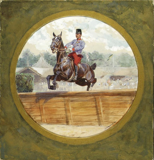 cer's hurdles race in the Freudenau in Vienna by Ludwig Koch,A3(16x12")Poster