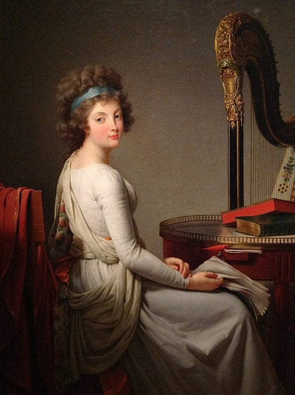 Portrait of Diane de la Vaupaliere, vintage artwork by Attributed to Rose-Adelaide Ducreux, 12x8" (A4) Poster
