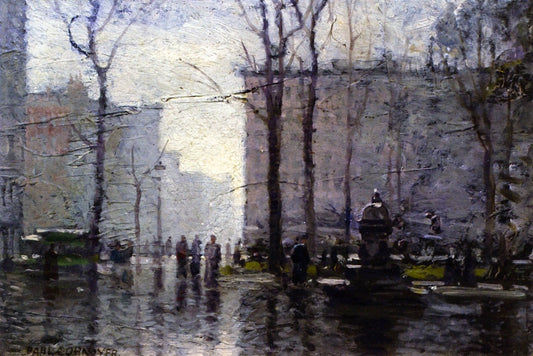 Rainy Day, New York City, vintage artwork by Paul Cornoyer, 12x8" (A4) Poster