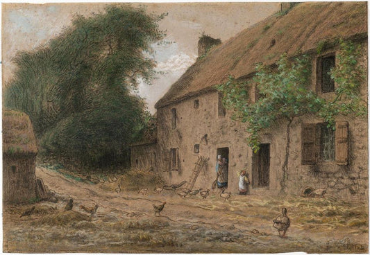 Millet's Birthpalce at Gruchy, vintage artwork by Jean-François Millet, A3 (16x12") Poster Print