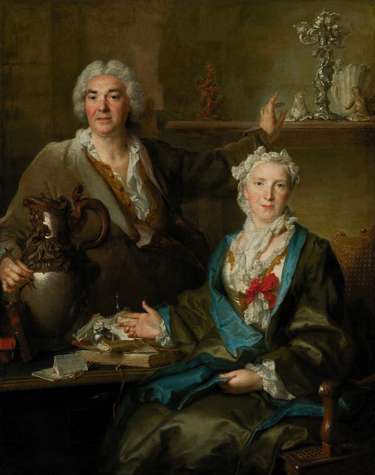 Portrait of Thomas Germain and His Wife, vintage artwork by Nicolas de Largillière, 12x8" (A4) Poster