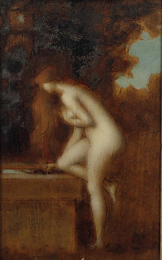 Etude pour La Fontaine, vintage artwork by Jean-Jacques Henner, 12x8" (A4) Poster