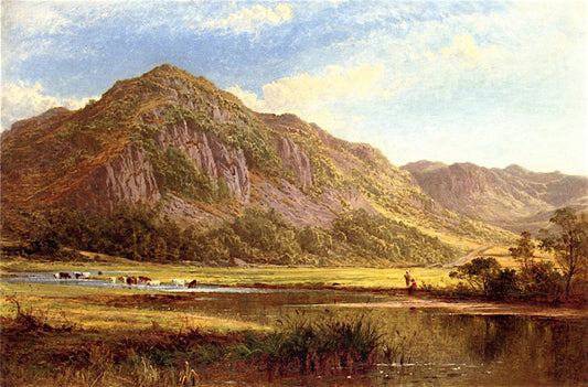 Derwent Water, Cumberland, vintage artwork by Benjamin Williams Leader, 12x8" (A4) Poster