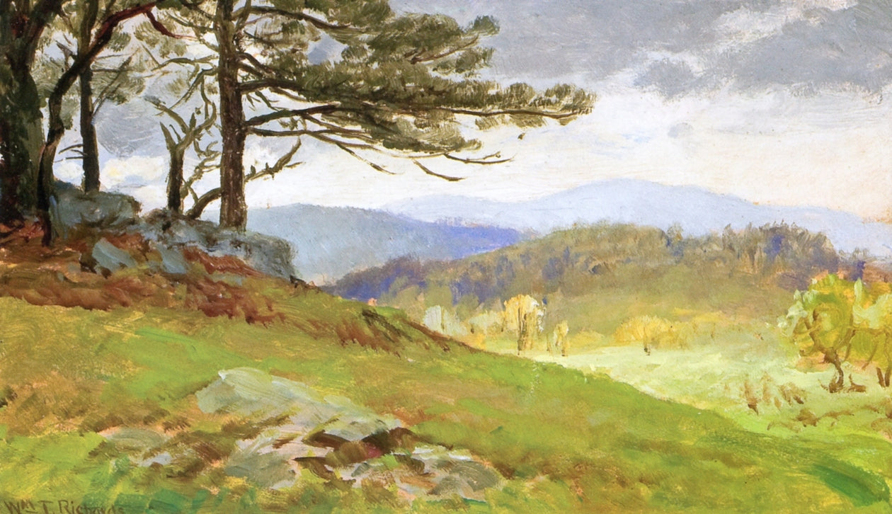 Canaan Landscape with Pine Trees, vintage artwork by William Trost Richards, 12x8" (A4) Poster