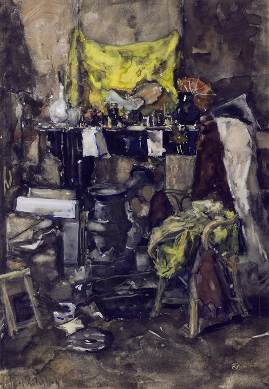 Corner of the artist's studio, vintage artwork by Suze Robertson, 12x8" (A4) Poster