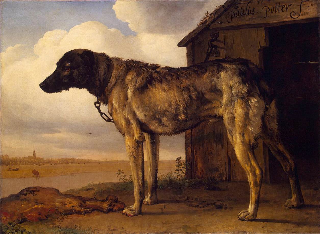 Wolfhound, vintage artwork by Paulus Potter, 12x8" (A4) Poster