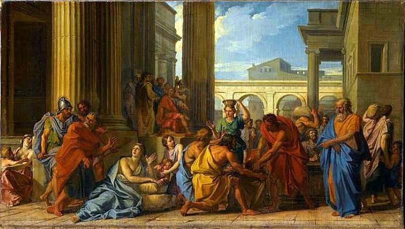Alexander Severus Had Distributed Wheat to the People of Rome (small version), vintage artwork by Noël Coypel I, 12x8" (A4) Poster