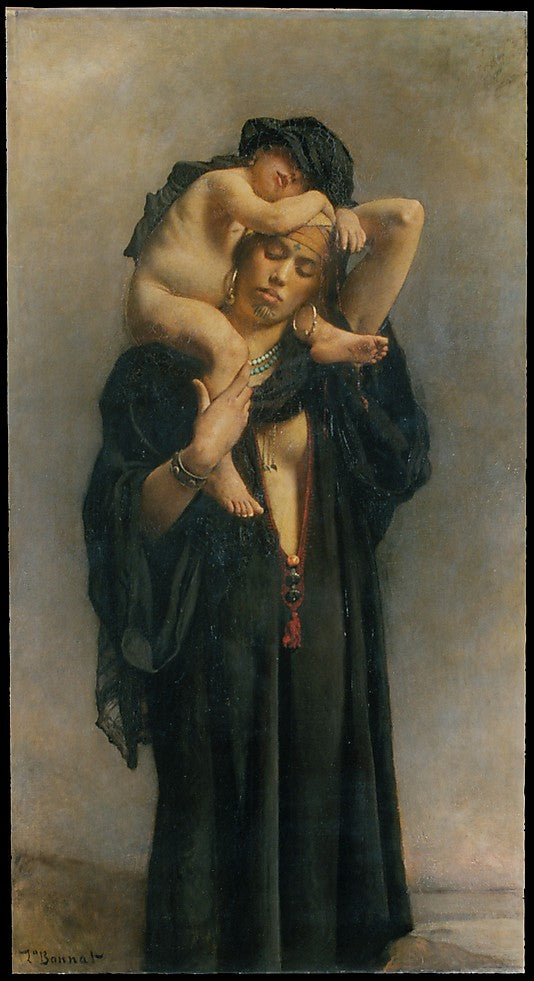 An Egyptian Peasant Woman and Her Child, vintage artwork by Leon Joseph Florentin Bonnat, 12x8" (A4) Poster