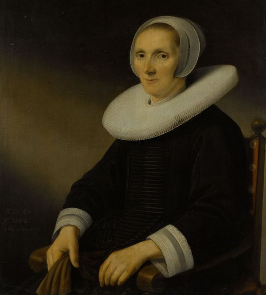 Portrait of a Woman, Probably Jacobmina de Grebber, vintage artwork by Anthonie Palamedesz, 12x8" (A4) Poster