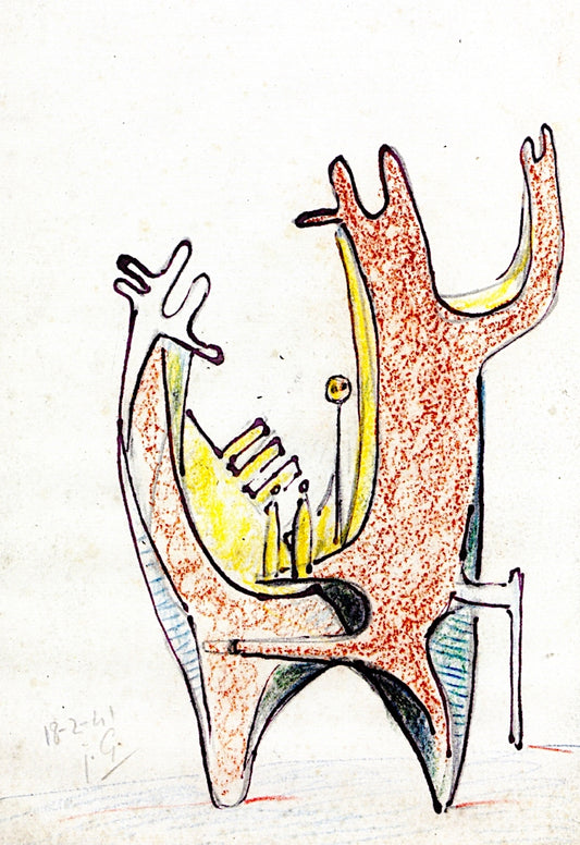 Humor and Massivity, vintage artwork by Julio González, 12x8" (A4) Poster