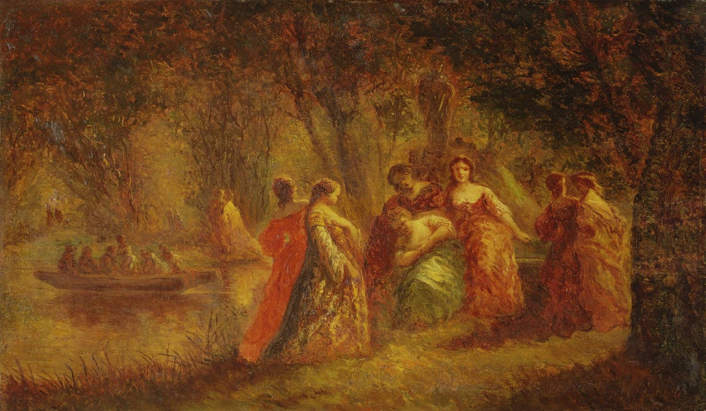 Boating Party, vintage artwork by Adolphe-Joseph-Thomas Monticelli, 12x8" (A4) Poster