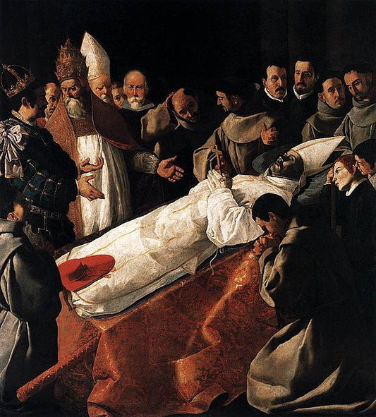 The Lying-in-State of Saint Bonaventura, vintage artwork by Francisco de Zurbarán, 12x8" (A4) Poster