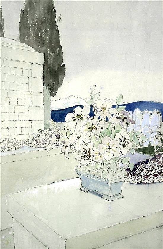 Glass flowers on a tomb by Glyn Warren Philpot,16x12(A3) Poster