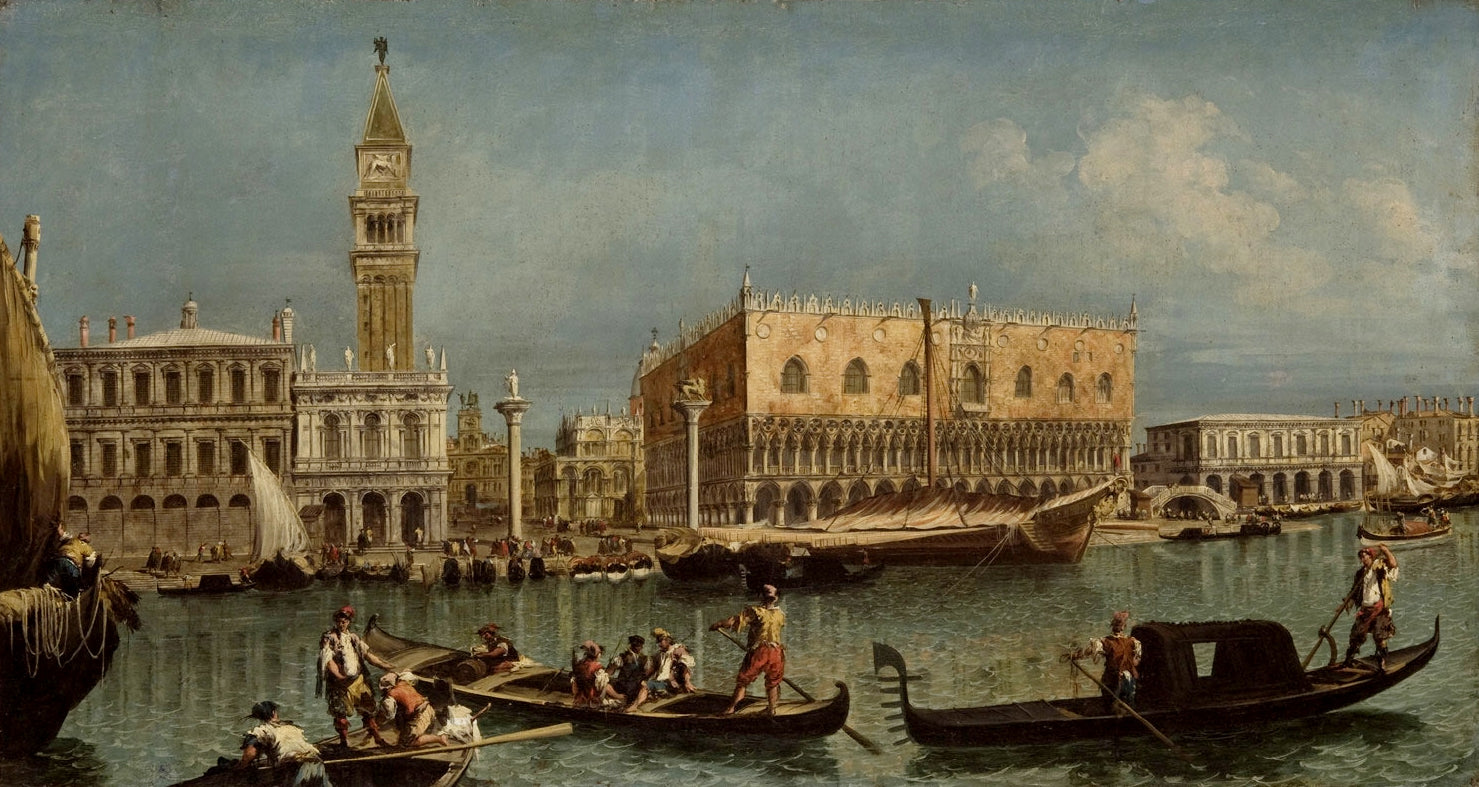 The Bacino of San Marco, vintage artwork by Attributed to Francesco Guardi, 12x8" (A4) Poster