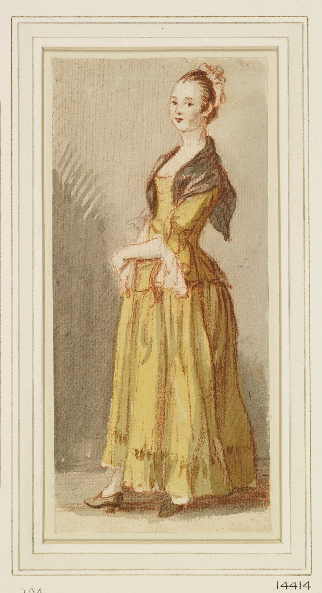 A Standing Young Girl, vintage artwork by Paul Sandby , R.A., 12x8" (A4) Poster