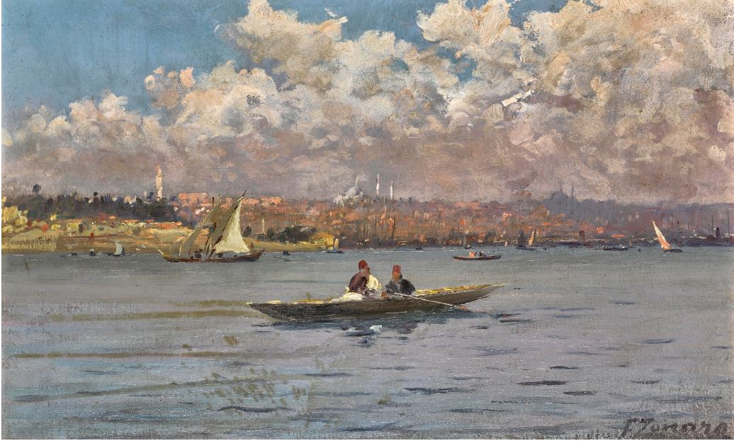 Constantinople from the Bosphorus by Fausto Zonaro,A3(16x12")Poster