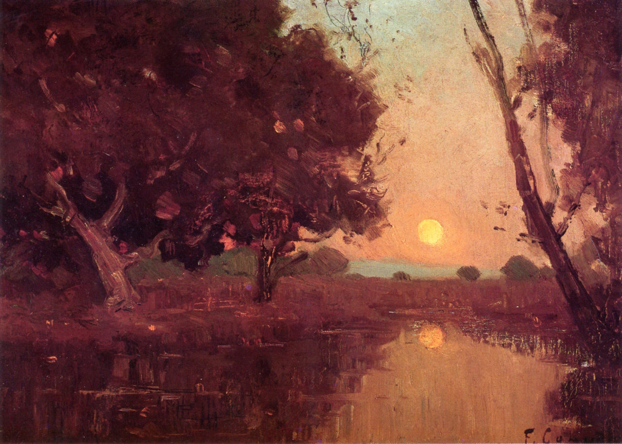 Moonrise Nocturn, vintage artwork by Frank Coburn, 12x8" (A4) Poster