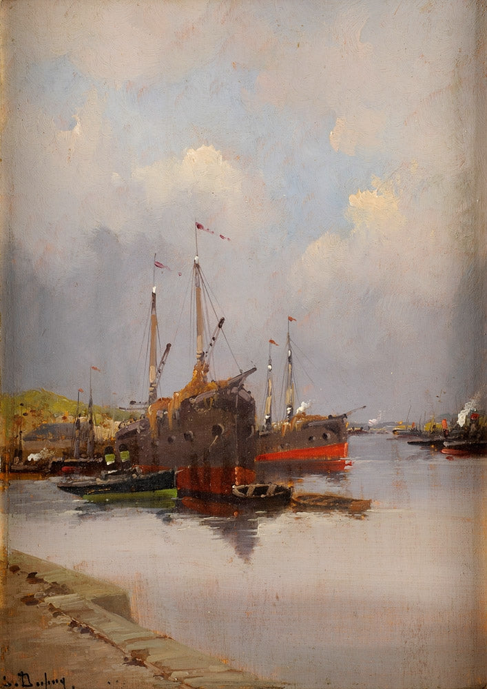 Harbor Scene by Eugene Galien-Laloue,A3(16x12")Poster