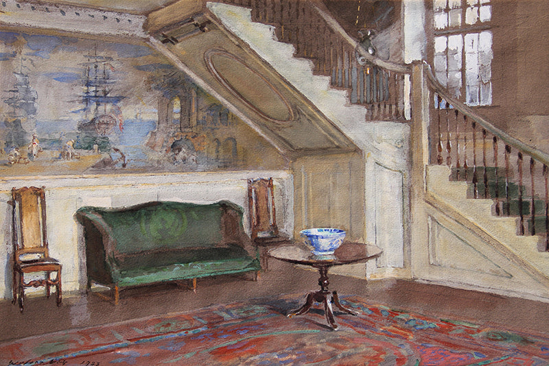Entrance Hall, Moffatt-Ladd House, vintage artwork by Walter Gay, 12x8" (A4) Poster