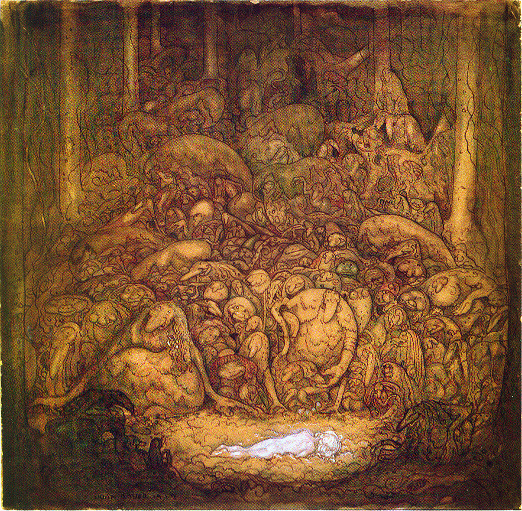 Root trolls, vintage artwork by John Bauer, 12x8" (A4) Poster