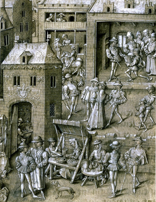 David Aubert, Conquêtes et chroniques de Charlemagne,, vintage artwork by Jan Le Tavernier, 12x8" (A4) Poster