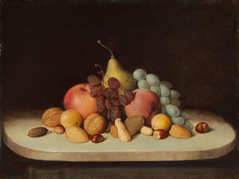 Still Life with Fruit and Nuts, vintage artwork by Robert Seldon Duncanson, 12x8" (A4) Poster