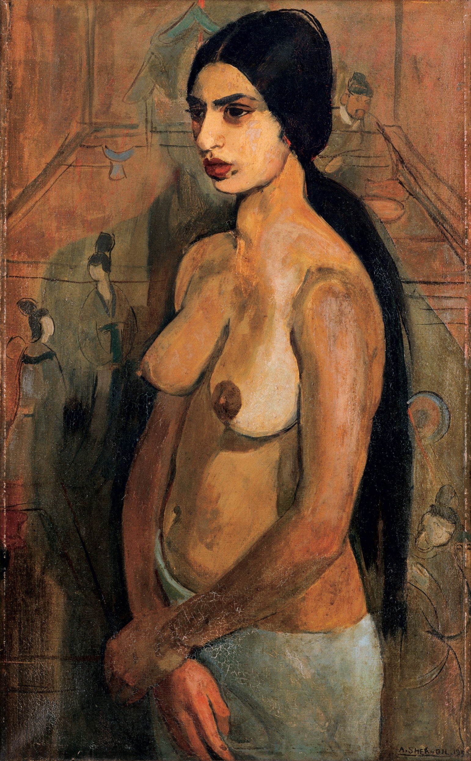 Self-Portrait as Tahitian, vintage artwork by Amrita Sher-Gil, 12x8" (A4) Poster