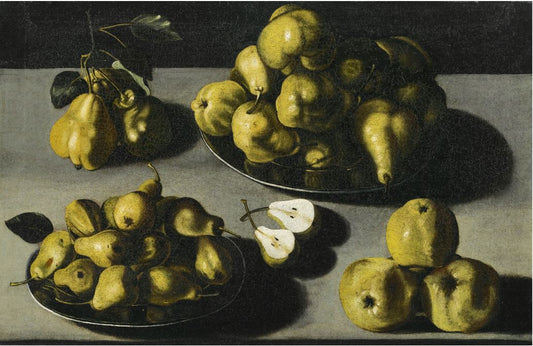 Still Life with Quinces and Pears, vintage artwork by Spanish School 17th Century - Unknown, 12x8" (A4) Poster