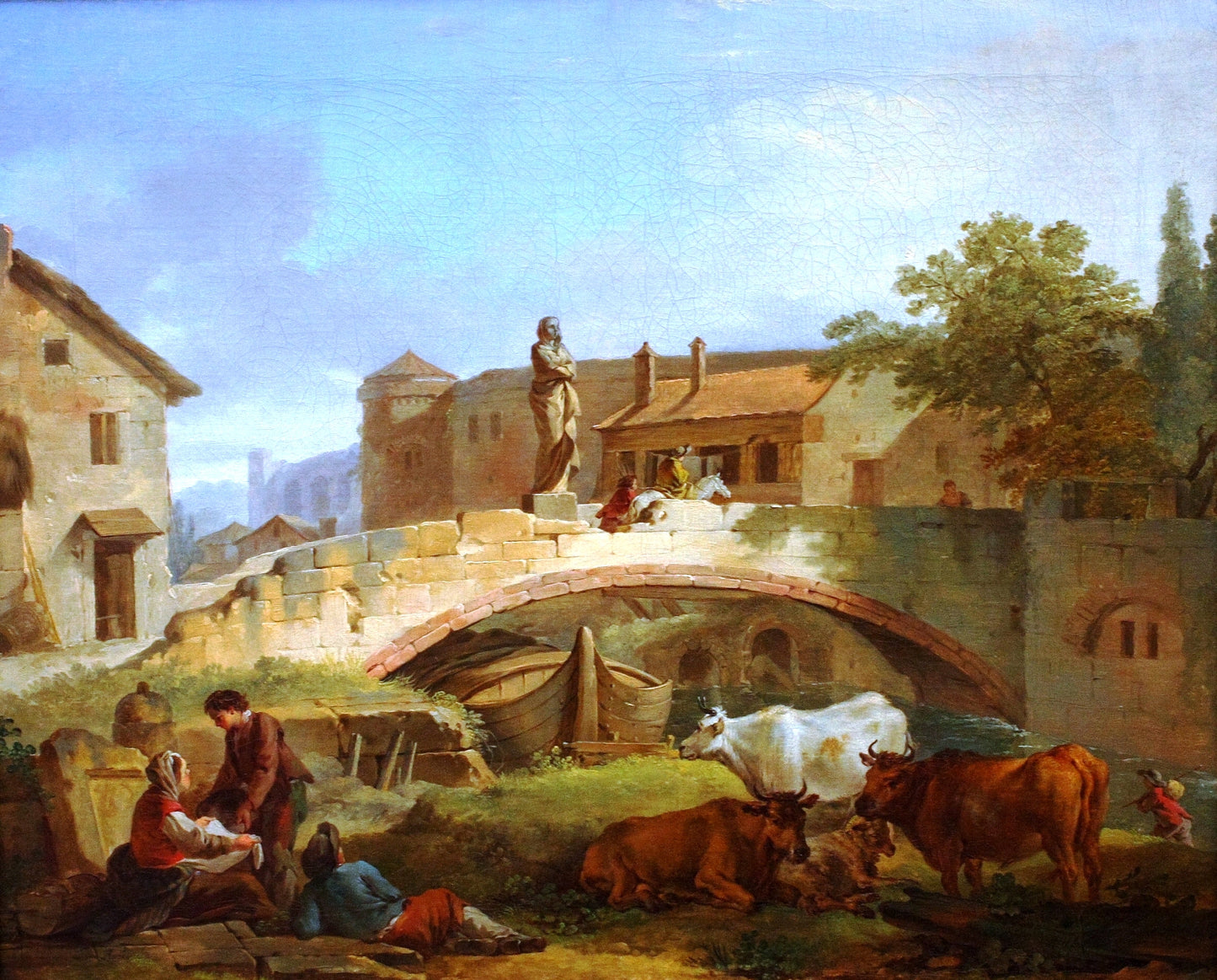Italian Village, vintage artwork by Jean-Baptiste Marie Pierre, 12x8" (A4) Poster