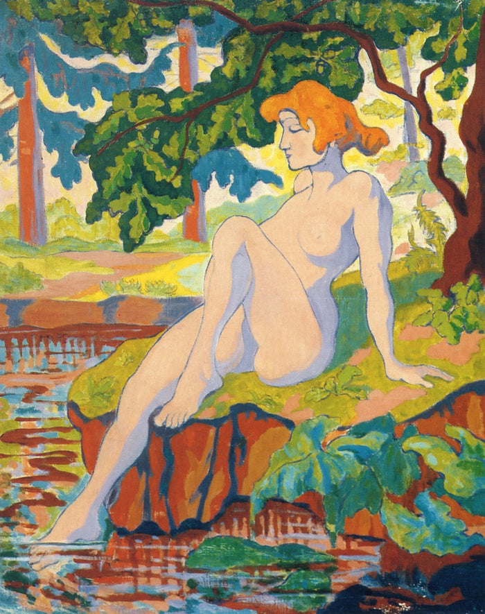 Bather Dipping Her Foot, vintage artwork by Paul Ranson, 12x8