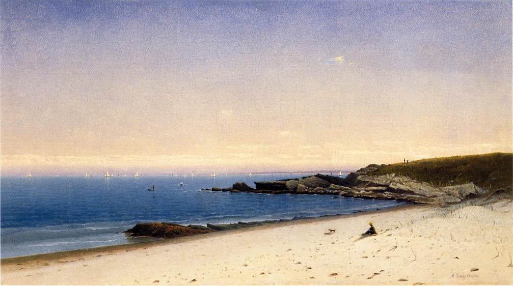 Beach at Newport, Rhode Island, vintage artwork by James Augustus Suydam, A3 (16x12") Poster Print