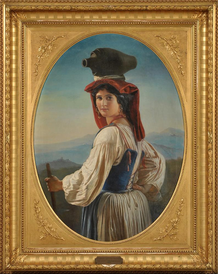 Portrait of an Italian Water-Bearer (Portræt af Italiensk vandbæreske), vintage artwork by Elisabeth Jerichau-Baumann, A3 (16x12